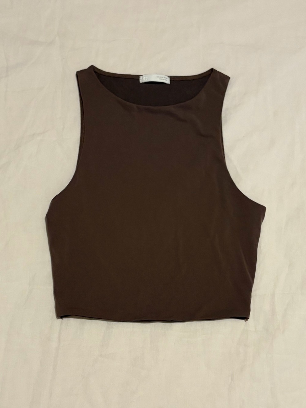 Zara Brown Cropped Tank Top - brown